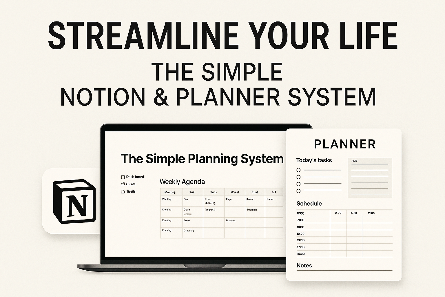Notion & Planner Templates: The Simple Planning System guide cover
